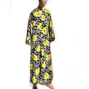 vintage David Brown Floral Maxi Dress with Belt